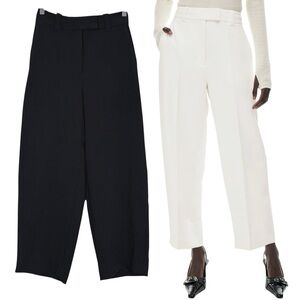 Wilfred Aritzia Size 00 Amaru Barrel Leg Flat Front Crepe Pants in Black